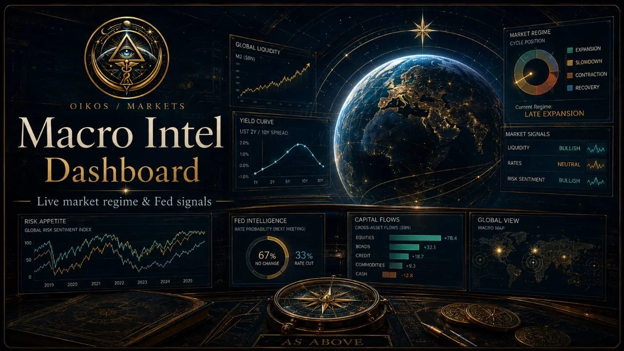Oikos Macro Intel Dashboard ... live market regime and Federal Reserve signals