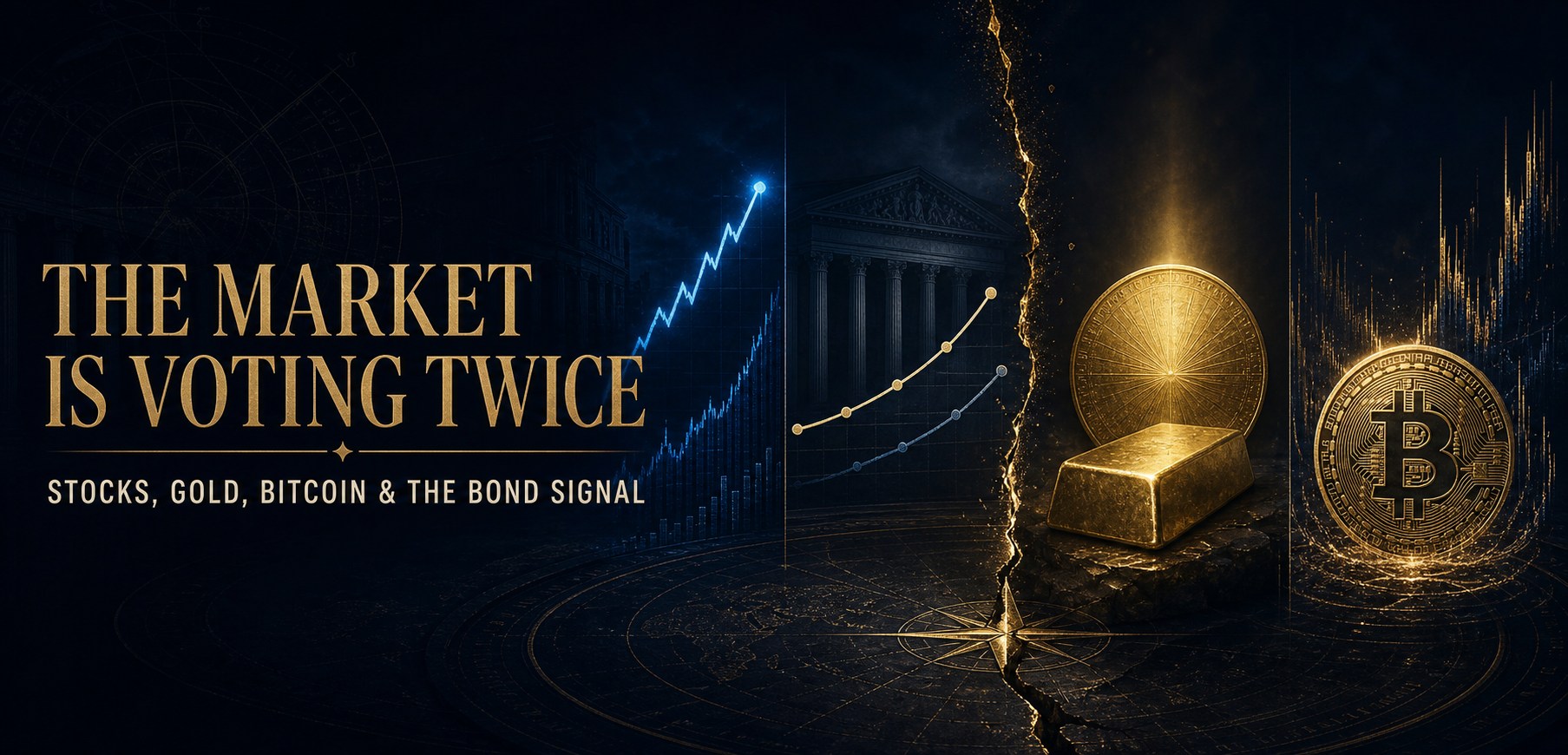 The Market Is Voting Twice: stocks, gold, Bitcoin and the bond signal